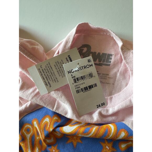 NWT Nordstrom David Bowie Space Oddity Pink Baby Tee - Picture 5 of 5
